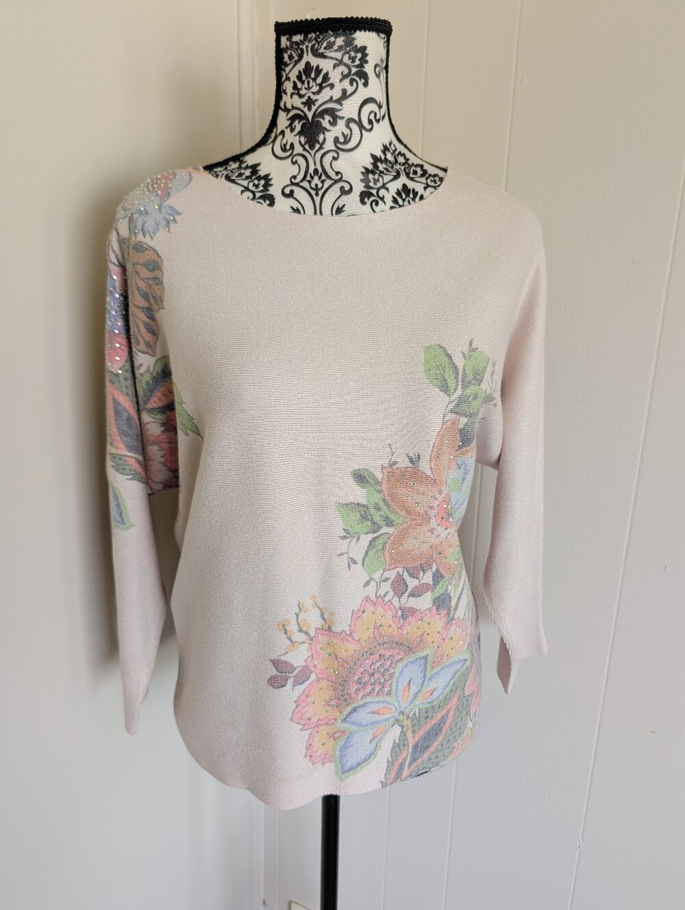 Sioni Floral Print Boatneck Sweater